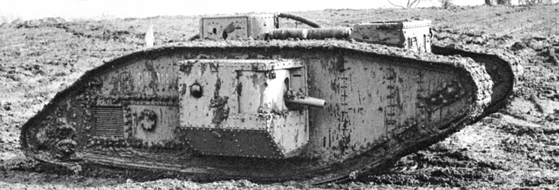 Tanque británico Mark V de la Primera Guerra Mundial.